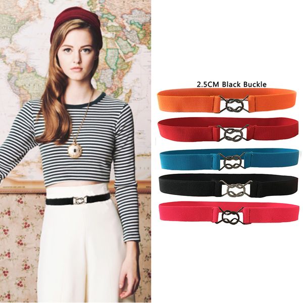 

seabigtoo elastic belt for dresses thin belts female stretch waist cinch ladies belts women 2018 decorated waist band, Black;brown