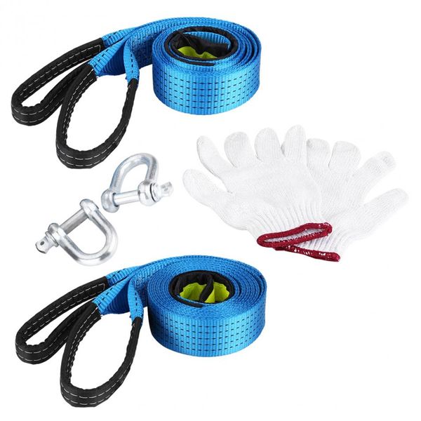 

car trailer tow rope road recovery towing cable with reflective strip hooks 8 tons 5 meters