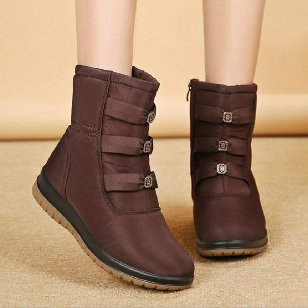 

winter fashion buttons crystal plus size 40 41 42 mesh short women snow boots zipper plush inside ankle lady boots 191008, Black