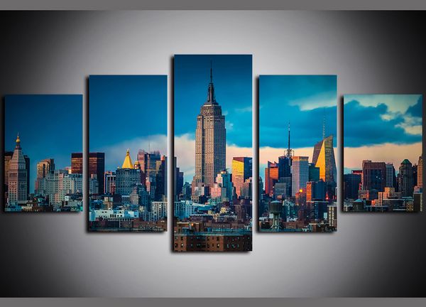 

5 panels pictures paintings on canvas wall art new york city landscape empire state building giclee canvas prints and posters artwork