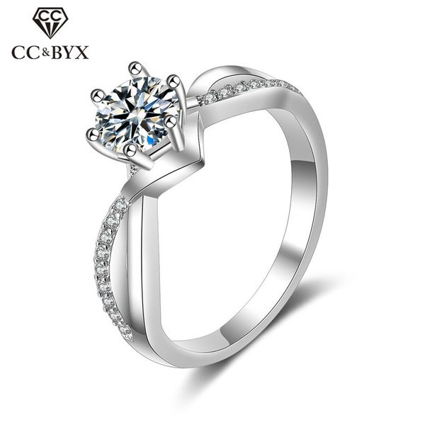 

wedding rings for women 0.6ct cubic zirconia classic jewelry bridal engagement ring simple accessories drop shipping 3112, Slivery;golden