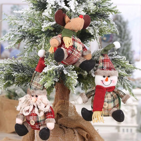 

christmas cute santa elk snowman doll hanging pendant party tree ornament decor new made of cloth material, durable