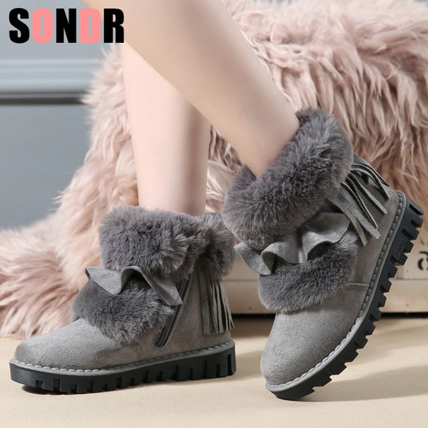 

quality woman boots round toe yarn elastic ankle boots thick heel flat heels shoes woman female socks 2019 winter, Black