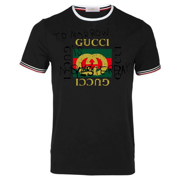 

mens tshirt palm angels fashion style cartoon bear letter printing black and white loose tee for men and women