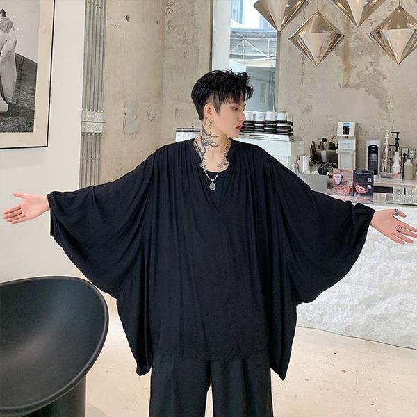 

men vintage fashion casual loose long sleeve pullover shirt male women japan oversize dress shirts, White;black