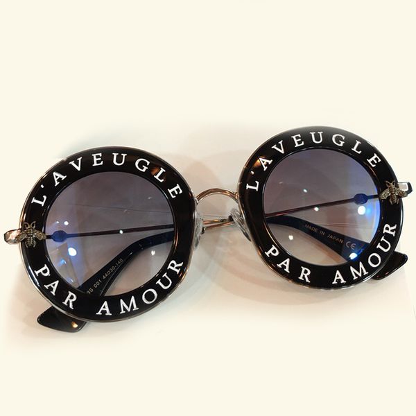 

2020 new women's retro round sunglasses atmospheric english letters women's glasses fashion men's and women's glasses hi, White;black