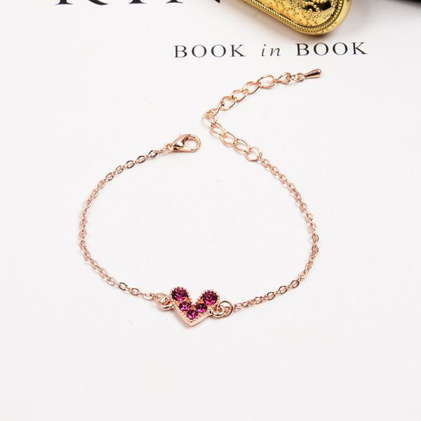 

kpop love zircon heart bracelet rose gold color chain bracelet femme jewelry birthday gift, Black