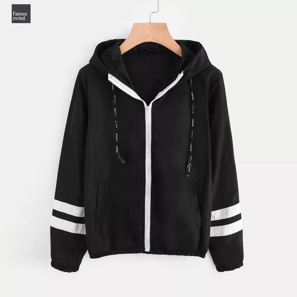 

основной тон куртка женщин с капюшоном на молнии длинные рукава молния карманы зимы женщин пальто вскользь осень ветровка куртка пальто 2019, Black;brown