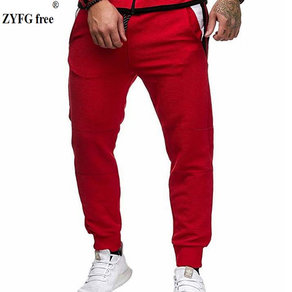 

autumn new men trousers splice contrast elastic waistband loose pants casual simple sports comfortable men trousers plus size, Black