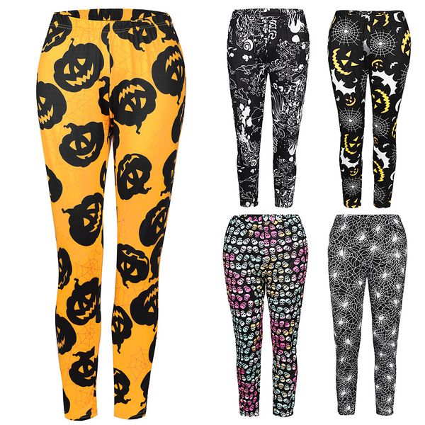 

new halloween leggings women pumpkin skull print festival casual autumn leggings for women female legging pants girl clothing, Black