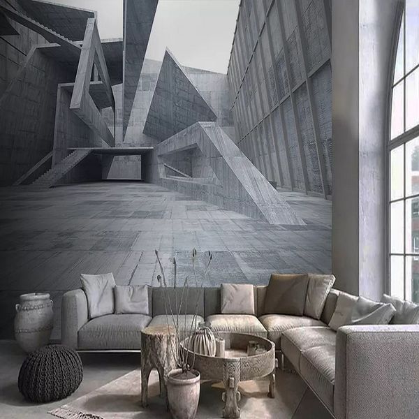 Custom Large Mural 3d Wallpaper Modern Creative 3d Expansion Space Gray Wall Abstract Bedroom Tv Wall Decor Deep 5d Embossed High Resolution Free