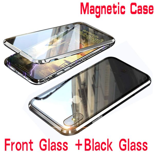 

double side glass 360 magnetic adsorption metal case for iphone 7 8 plus phone case for iphone xr x xs max 6 6s