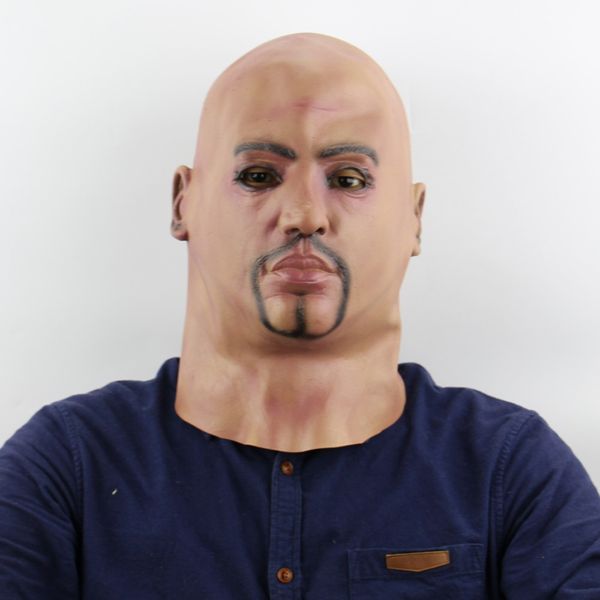 

festival party supplies realistic triad bald big brother horrifying mask masquerade halloween cosplay bar costume, Black;red