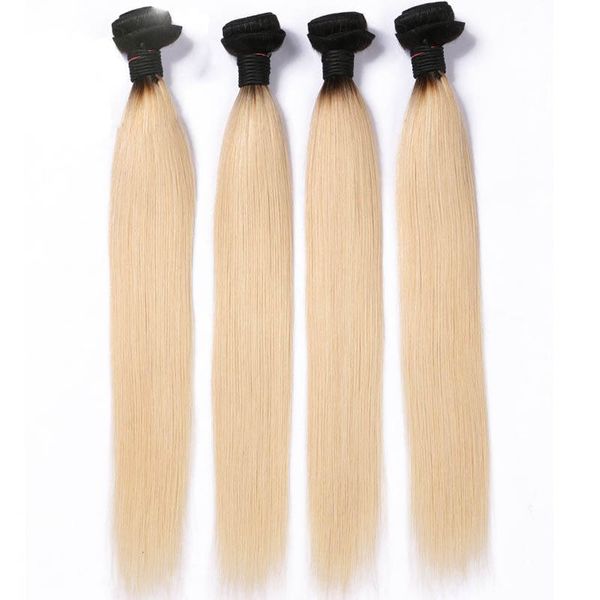 

1b/613 ombre brazilian straight hair bundles blond remy hair 100 human hair bundles healthy end 1 3 4 pieces fast shipping, Black