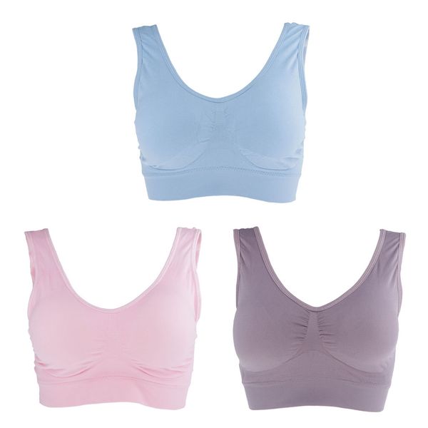 

3pcs padded sports bra for yoga gym workout fitness, Red;black