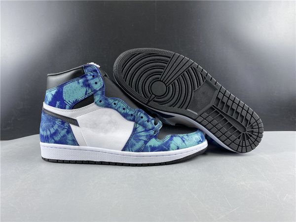 

wholesale 2020 new high og tie-dye 1s i blue white men women basketball shoes outdoor trainers size 7-13