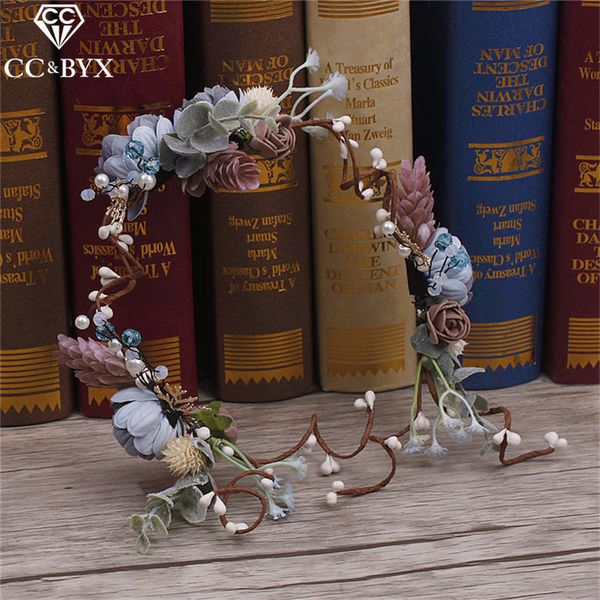 

cc tiaras and crowns hairbands romantic flower forest style bridal wedding hair accessories for bride handmade rose jewelry 2826, Golden;white