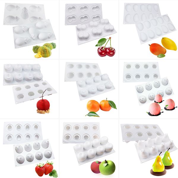 

mousse cake mold ice cream silicone apple peach cherry orange pear chocolate fruit candle soap mould 8 cavity