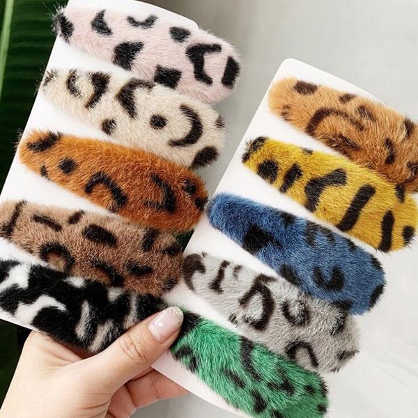 

1pc women japan acetate hair accessories leopard plush hairpin hair clips vintage bb clips bobby barrettes for girls