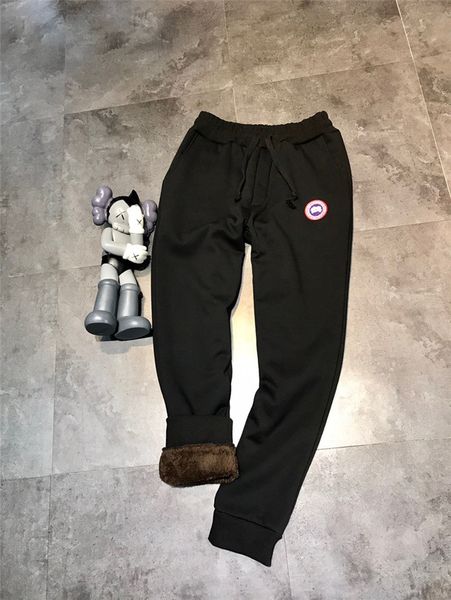 

19fw luxurious brands design cananda embroiderd velvet elastic waist track trousers men women sport goose jogger sweatpants outdoor pants, Brown;gray