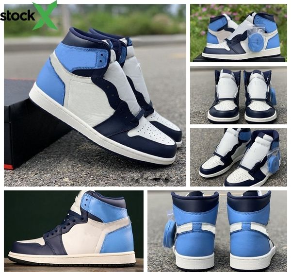 

the new 2020 release high og 1 sail obsidian university blue basketball shoes mens sports sneakers all-star game sneakers