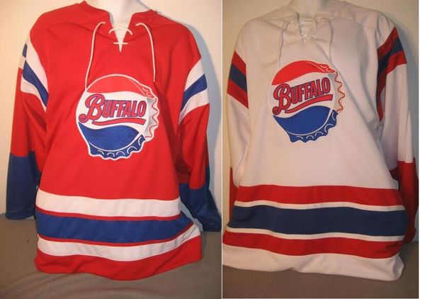 

vintage buffalo bisons hockey jersey embroidery stitched customize any number and name jerseys, Black;red
