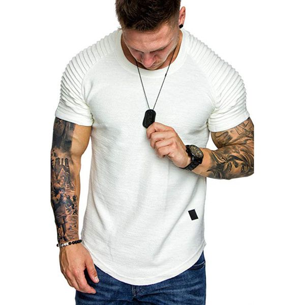 

men pure colour scoop neck short sleeve t-shirt, White;black