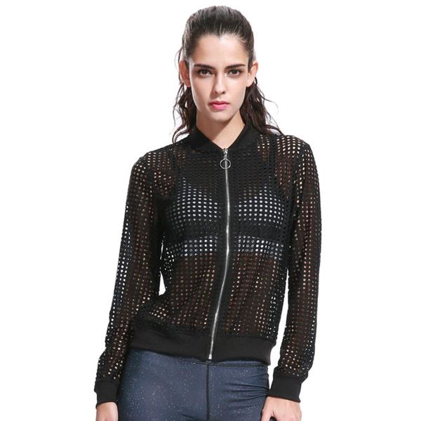 

wipalo повседневная с длинным рукавом молния silm женские куртки легкий тонкий лето осень короткие спортивные сетки куртка пальто уличная од, Black;brown