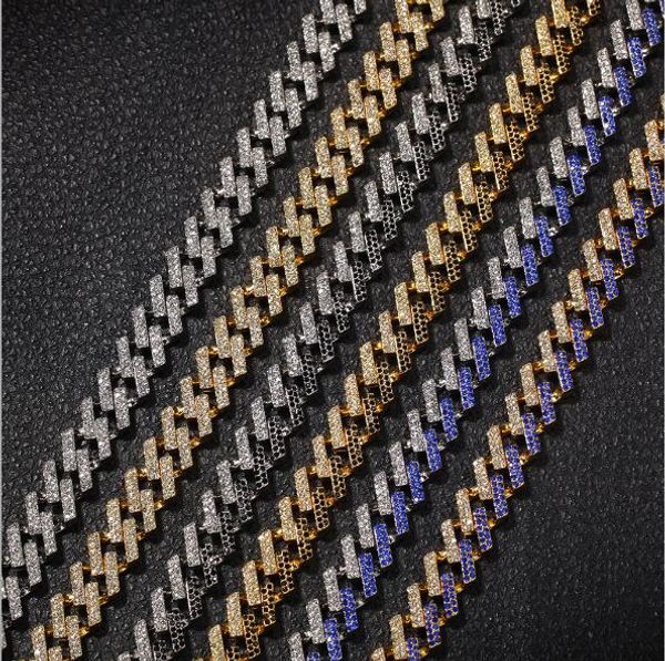 

fashion men hiphop design gold color bling iced out crystal miami cuban chain gold silver necklace selling punk jewelry, Black