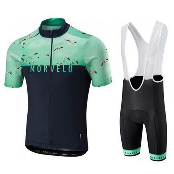 

mens team morvelo summer cycling short sleeve jersey bib shorts suit bike clothing racing bicycle clothing y032506, Black;blue