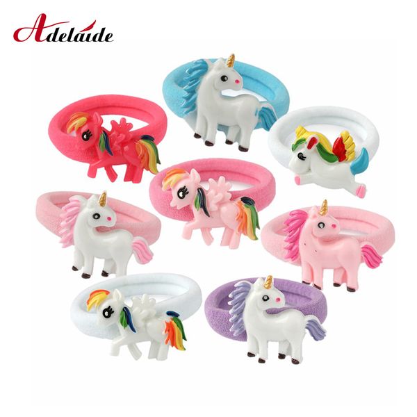 

new unicorn elastic hair rubber band headbands kids hair accessories girl band cartoon party supply 20pcs/lot
