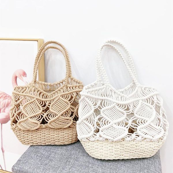 

summer woven cotton hollow out handnag teenager female beach crochet braid bali ibiza gypsy bohemian boho tote handle bag