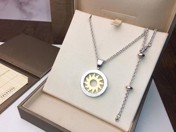 

classic rotating sun necklace wheels necklace long chains men and women chain length 65cm middle sun rotating pseudo gold plating 18k, Silver