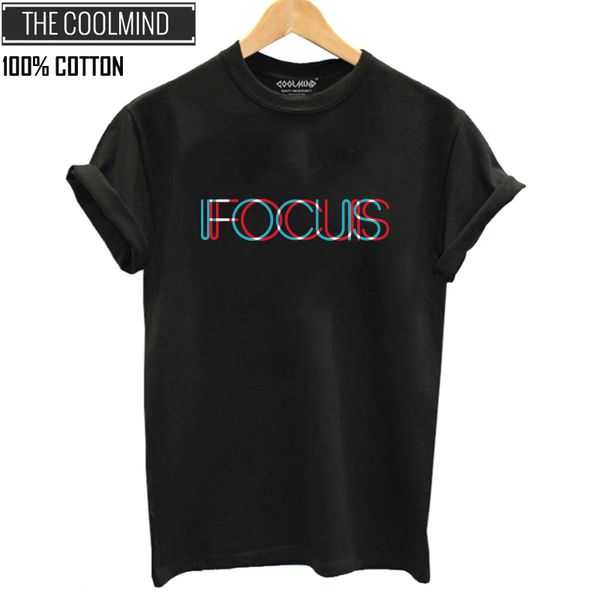 

coolmind qi0231b 100% cotton short sleeve focus print women t-shirt casual o-neck loose women t shirt summer tshirt tee shirts, White