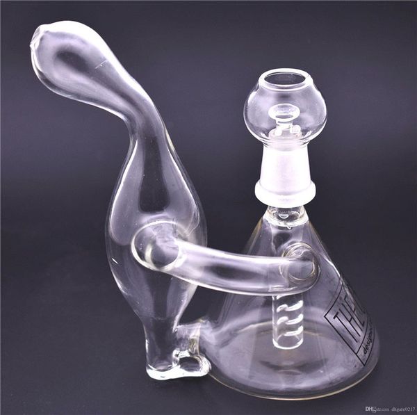 mini bong in vetro, piattaforme petrolifere, gancio per banger riciclatore, dab rig da 14 mm, giunto in cera da 14 mm, decorazione color slyme, altezza 6 pollici