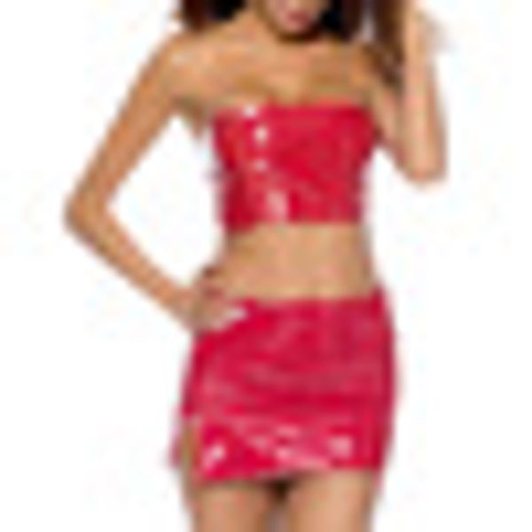 

zipper crop skirt dress vest 2pcs/set women's ladies bandeau bodycon mini, White