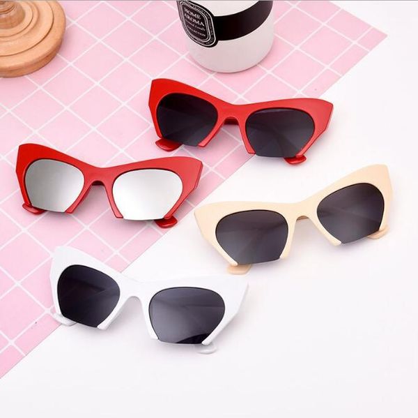 

new arrival cute cat eyes half frame sunglasses pc lens uv 400 protection lovely driving shopping sun glasses with black box, White;black
