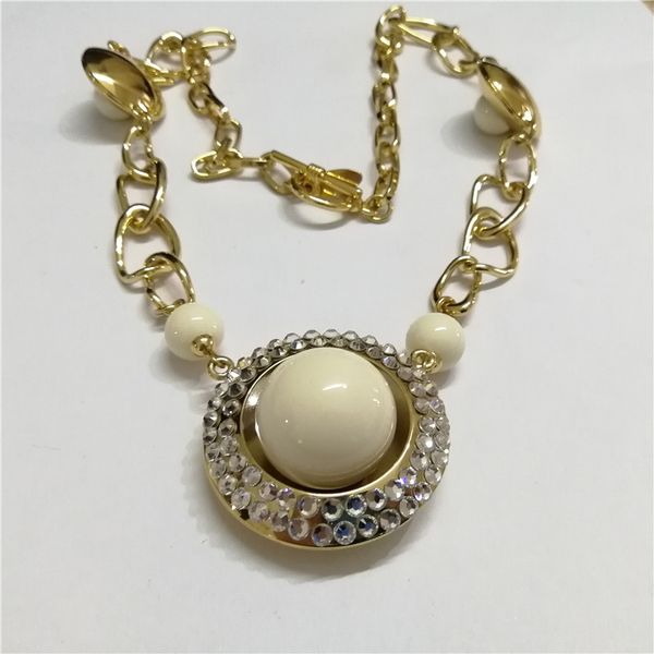 

bohemian white bead pendant necklace for women fashion beach necklaces boho link chain jewelry, Silver