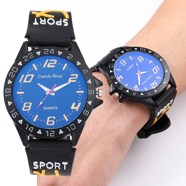

ishowtienda newÂ luxury fashion trend outdoor sports watch silicone strap blue glass dial men's watch relogioÂ masculinoÂ #30, Slivery;brown