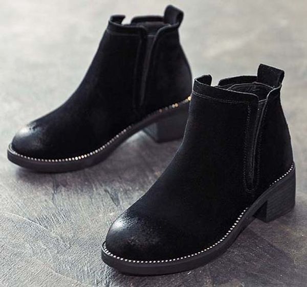 

new girls leather boots boys shoes woman leather snow boots short autumn winter ankle fashion shoe09 p17, Black