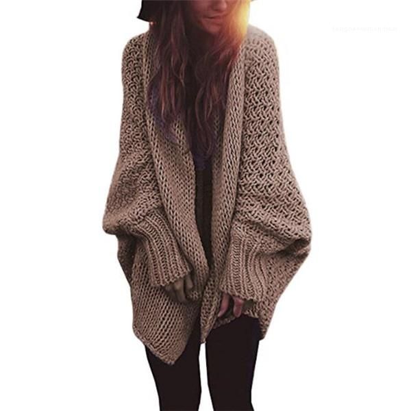 

neck loose knitting cardigan casual women coats 20aw new women sweater cardigan fashion batwing sleeve lapel, White;black