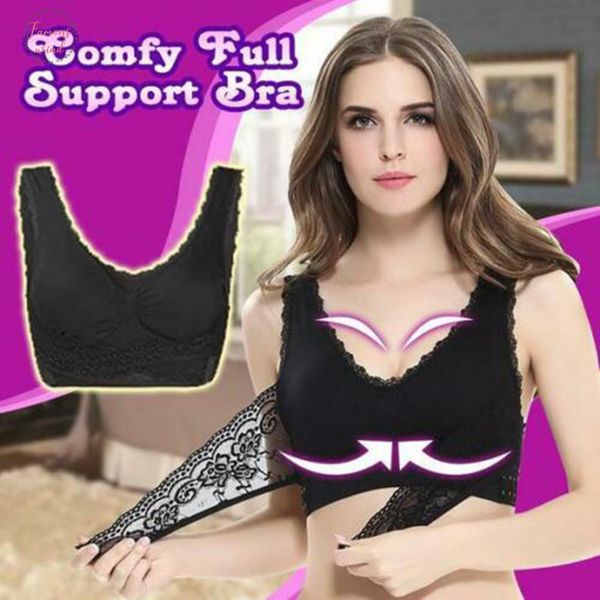 

tank comfy full support bra lace bralette solid color front cross side buckle brassiere xrq88, White
