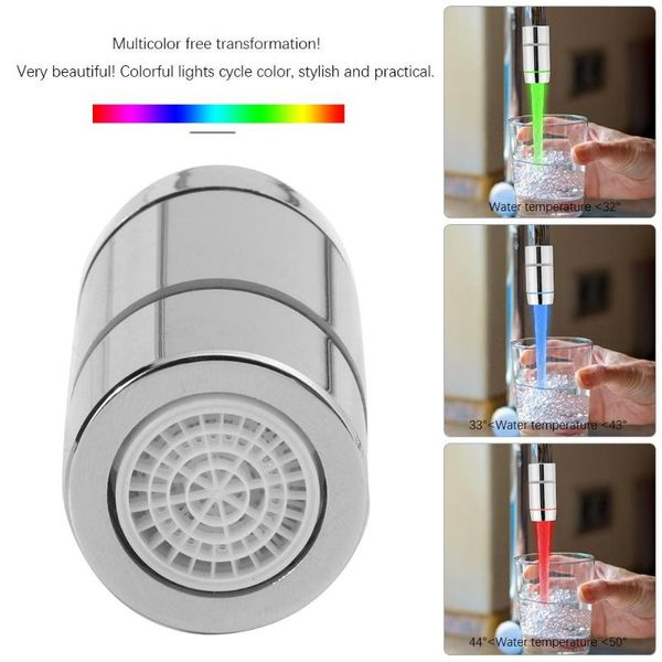 

1pc led water faucet creative copper kitchen bathroom lighting tap head intelligent temperature-control water nozzle head light