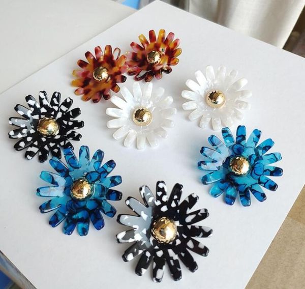 

csxjd luxury personalized blooming leopard resin sun flower simple earrings 2020 new, Silver