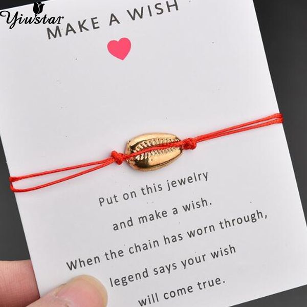 

yiustar sea shell bracelet lucky red string bracelets for women girls couple wish jewelry red rope chain bracelet love gifts, Black