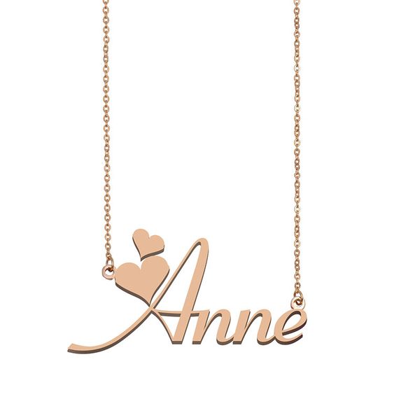 

anne name necklace pendant for women girlfriend gifts custom nameplate children friends jewelry 18k gold plated stainless steel, Silver