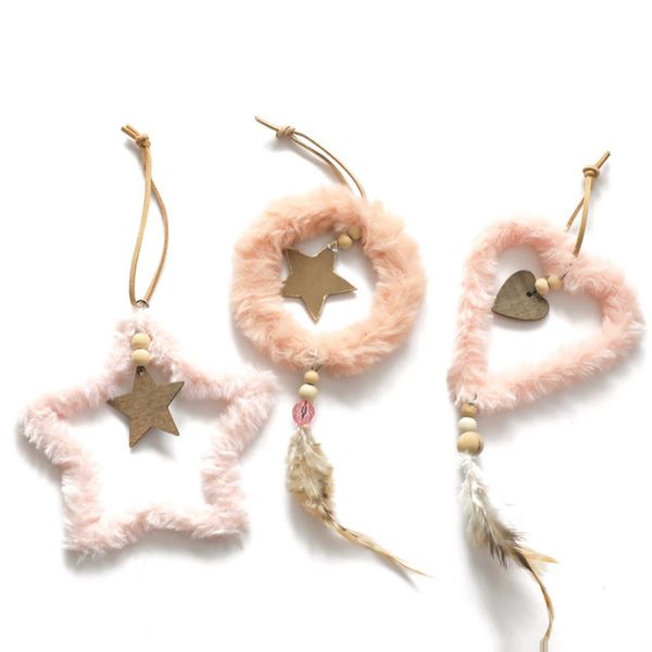 

cute heart-shaped plush pendants pink christmas tree hanging decoration christmas gift decoration party supplies