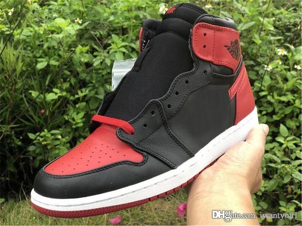 

air authentic 1 high og banned heel with x basketball shoes men black varsity red white trainers sneakers 2011 release with original box