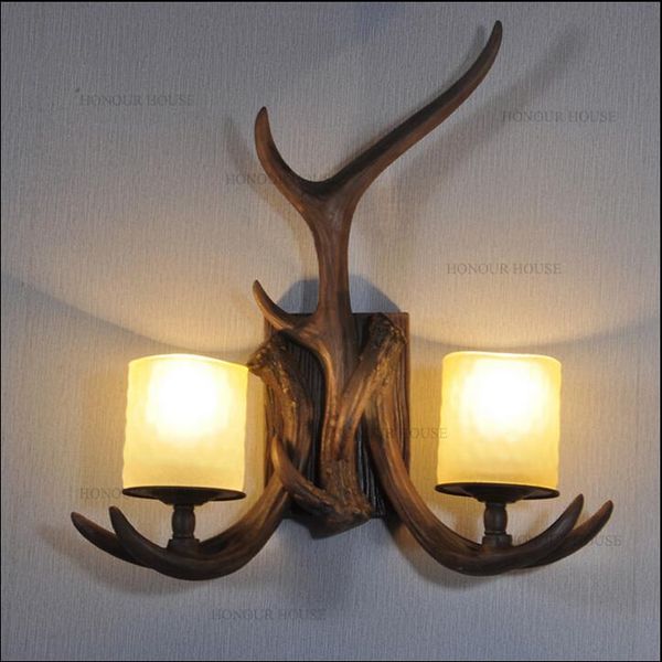 

оптово-2015 nordico ретро бра американской страна светой стены смола deer horn antler абажур украшение бра 110-240 новый год
