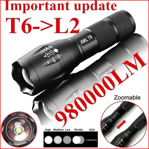 

flashlights 980000lm zoomable 5-mode cree xml t6 5000lm high power led zoom tactical led flashlight torch lantern travel light